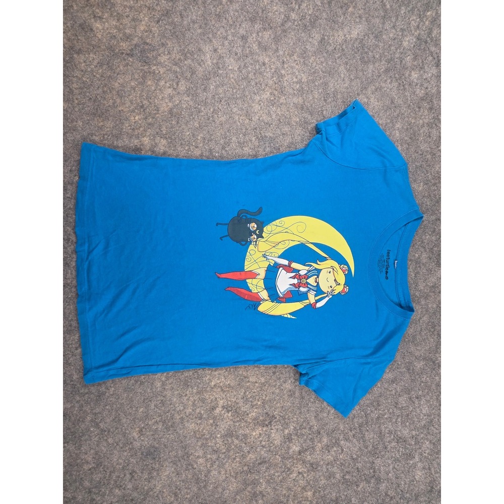 TeeTurtle Sailor Moon Inspired Graphic T-Shirt Blue Cotton Womens Medium